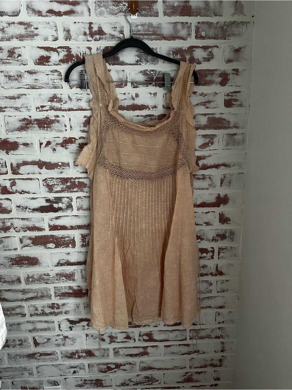 A Rare Bird Boho Sleeveless Ruffled Tunic Dress in Light Beige